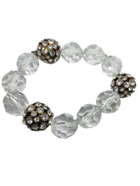 J.Crew bracelet Clear beads Rhinestone Stretch neutral Womens fashion jewelry